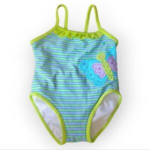 Baby Buns Inc. Stripe Butterfly Applique Toddler Baby Swimsuit